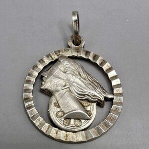 Fortune Goddess Pendant Blindfolded Womans Profile 925 Italy Sterling Silver